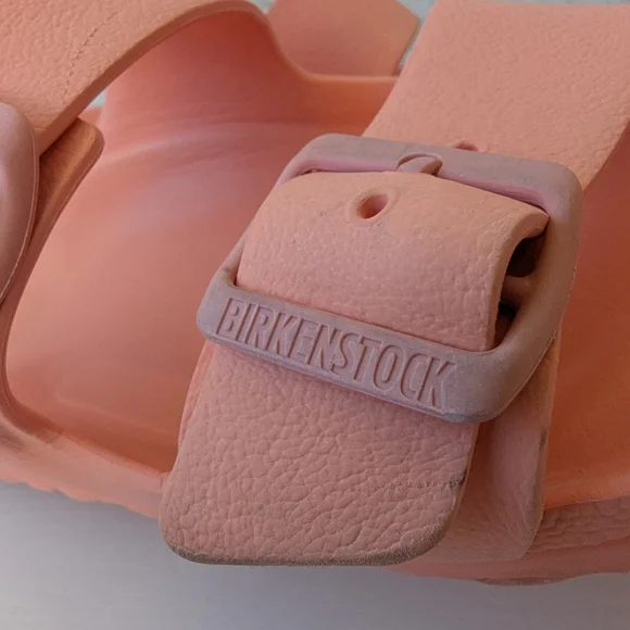 Birkenstock Arizona EVA sandals in the color Coral Peach or Fondant Pink. - Picture 4 of 12